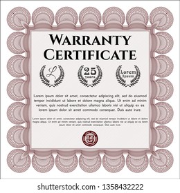 Red Retro Warranty Certificate template. Beauty design. With great quality guilloche pattern. Customizable, Easy to edit and change colors. 