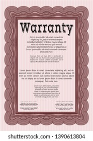 Red Retro Warranty Certificate template. Customizable, Easy to edit and change colors. With great quality guilloche pattern. Cordial design. 