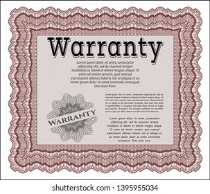 Red Retro Warranty Certificate template. Complex background. Vector illustration. Beauty design. 