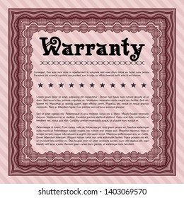 Red Retro Warranty Certificate template. Superior design. Customizable, Easy to edit and change colors. With complex background. 
