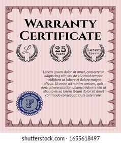 Red Retro Warranty Certificate template. Lovely design. Customizable, Easy to edit and change colors. With background. 