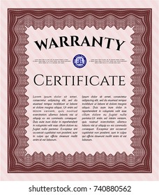 Red Retro Warranty Certificate template. Customizable, Easy to edit and change colors. With complex background. Perfect design. 