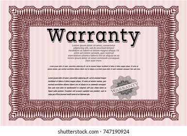 Red Retro Warranty Certificate template. Customizable, Easy to edit and change colors. With great quality guilloche pattern. Sophisticated design. 