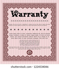 Red Retro Warranty template. Artistry design. Customizable, Easy to edit and change colors. With guilloche pattern. 