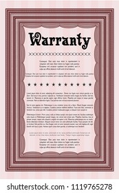 Red Retro Warranty template. With complex background. Customizable, Easy to edit and change colors. Nice design. 