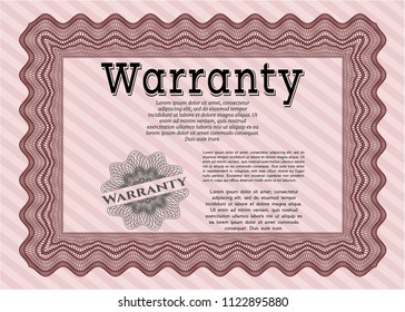 Red Retro Warranty template. With complex background. Customizable, Easy to edit and change colors. Sophisticated design. 