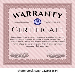 Red Retro Warranty template. With complex background. Customizable, Easy to edit and change colors. Retro design. 