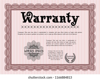 Red Retro Warranty template. Complex background. Money Pattern design. Detailed. 