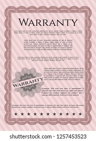 Red Retro Warranty template. With complex background. Money design. Customizable, Easy to edit and change colors. 