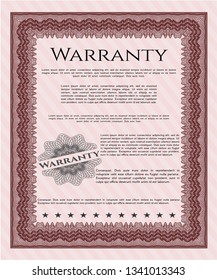 Red Retro Warranty template. With complex linear background. Money Pattern. Customizable, Easy to edit and change colors. 