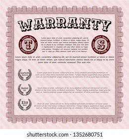Red Retro Warranty template. Complex background. Vector illustration. Good design. 