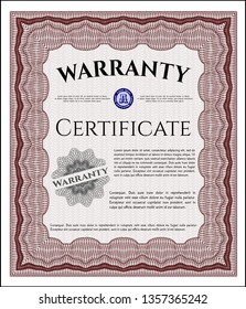 Red Retro Warranty template. With complex linear background. Customizable, Easy to edit and change colors. Lovely design. 