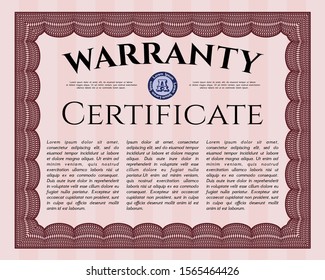 Red Retro Warranty template. Cordial design. Easy to print. Detailed. 