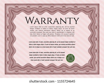 Red Retro Warranty template. Customizable, Easy to edit and change colors. With guilloche pattern and background. Money Pattern design. 