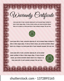 Red Retro Warranty template. Customizable, Easy to edit and change colors. With guilloche pattern and background. Money Pattern. 