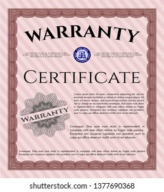 Red Retro Warranty template. Customizable, Easy to edit and change colors. With guilloche pattern. Excellent design. 
