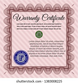Red Retro Warranty template. Customizable, Easy to edit and change colors. With complex linear background. Elegant design. 