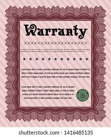 Red Retro Warranty template. Customizable, Easy to edit and change colors. With quality background. Excellent design. 