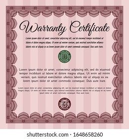 Red Retro Warranty template. Customizable, Easy to edit and change colors. Complex background. Good design. 