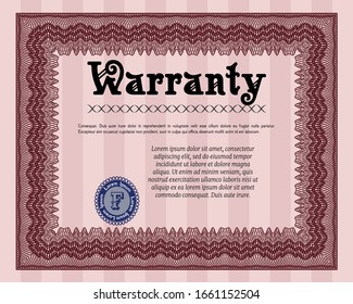 Red Retro Warranty template. Retro design. Customizable, Easy to edit and change colors. With linear background. 