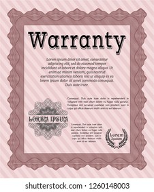 Red Retro Warranty template. Detailed. With linear background. Beauty design. Red Retro Warranty template. Detailed. With linear background. Beauty design.