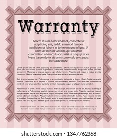 Red Retro Warranty template. Detailed. With great quality guilloche pattern. Nice design. 