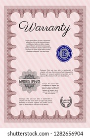 Red Retro Warranty template. Easy to print. Detailed. Elegant design. 