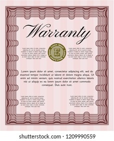 Red Retro Warranty template. Elegant design. Customizable, Easy to edit and change colors. With complex linear background. 