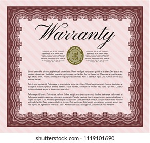 Red Retro Warranty template. Excellent design. Vector illustration. Easy to print. 