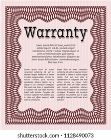 Red Retro Warranty template. With guilloche pattern and background. Vector illustration. Elegant design. 