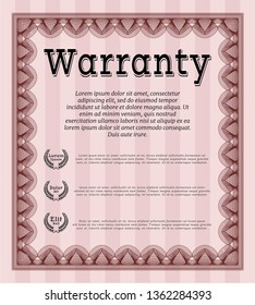 Red Retro Warranty template. With guilloche pattern and background. Customizable, Easy to edit and change colors. Cordial design. 