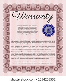 Red Retro Warranty template. Lovely design. Vector illustration. With background. 