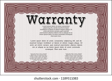 Red Retro Warranty template. Modern design. With background. Customizable, Easy to edit and change colors. 