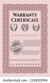 Red Retro Warranty template. Modern design. With complex background. Customizable, Easy to edit and change colors. 