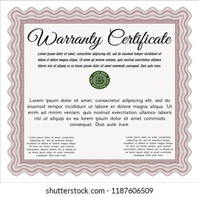 Red Retro Warranty template. Money Pattern. Complex background. Customizable, Easy to edit and change colors. 