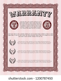 Red Retro Warranty template. Money style design. Customizable, Easy to edit and change colors. With background. 