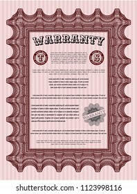 Red Retro Warranty template. Nice design. With linear background. Detailed. 