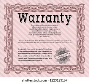 Red Retro Warranty template. Nice design. Detailed. With guilloche pattern and background. 