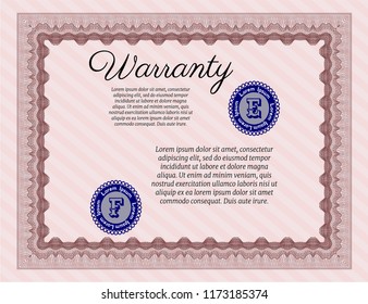 Red Retro Warranty template. Printer friendly. Superior design. Detailed. 