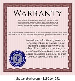 Red Retro Warranty template. Printer friendly. Artistry design. Detailed. 