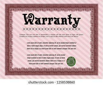 Red Retro Warranty template. Printer friendly. Nice design. Detailed. 