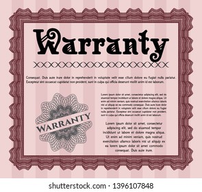 Red Retro Warranty template. Printer friendly. Excellent design. Customizable, Easy to edit and change colors. 