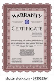 Red Retro Warranty template. Printer friendly. Sophisticated design. Detailed. 