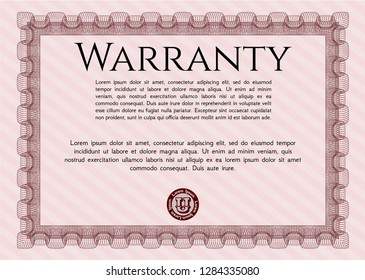 Red Retro Warranty template. With quality background. Excellent design. Vector illustration. 