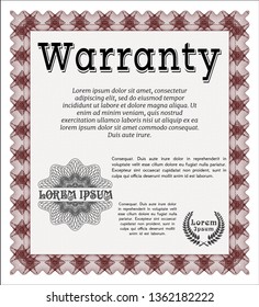 Red Retro Warranty template. Sophisticated design. Printer friendly. Detailed. 
