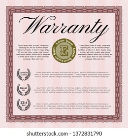 Red Retro Warranty template. Sophisticated design. With complex linear background. Customizable, Easy to edit and change colors. 