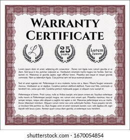 Red Retro Warranty template. Vector illustration. Printer friendly. Excellent design. 