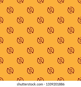 Red Return of investment icon isolated seamless pattern on brown background. Money convert icon. Refund sign. Dollar converter concept. Flat design. Vector Illustration