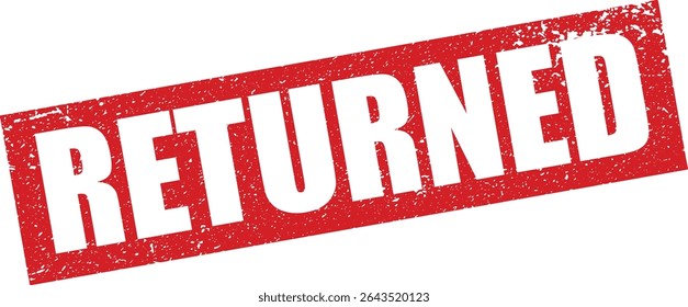 Red Returned Rubber Stamp in Reverse Grunge Vector in Sharp Border, Transparent Background