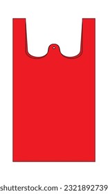 Red reusable bag template on white background, vector file
